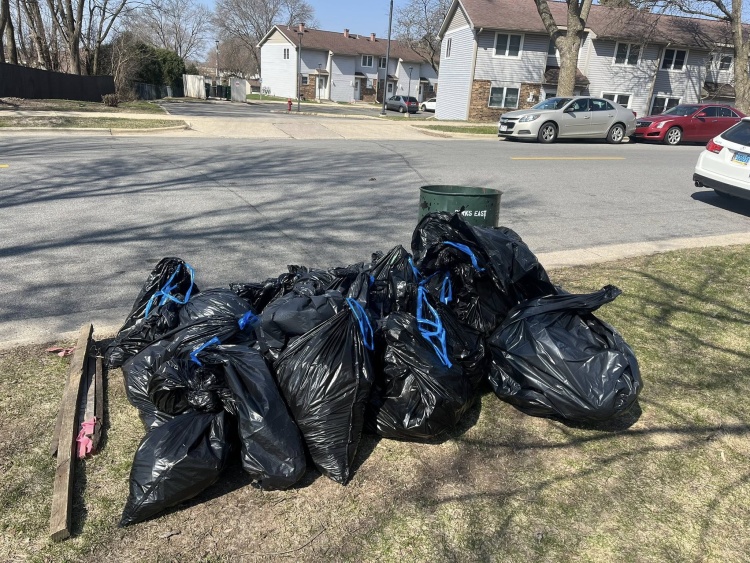 Bags of trash from a Hiestand Park cleanup event last spring.
