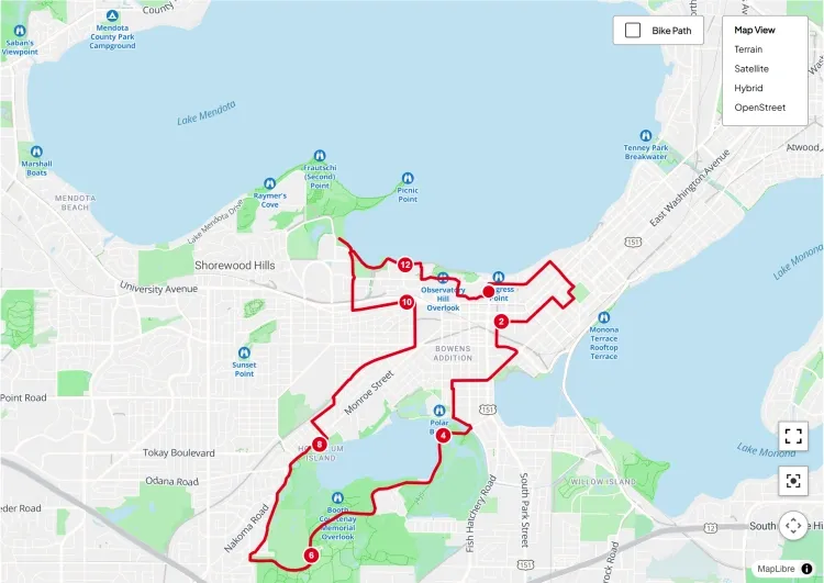 Madison Mini Marathon Course Map