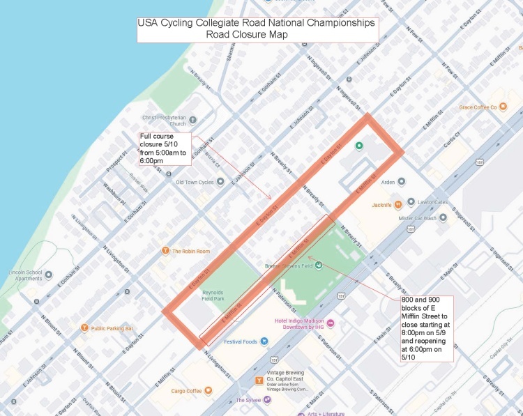 map of street closures in tenney-lapham