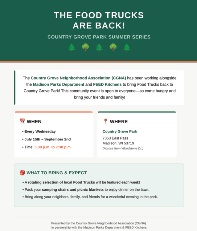 Country Grove Park Summer Events