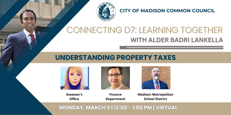 D7 Lunch and Learn with Badri on Property Taxes flyer