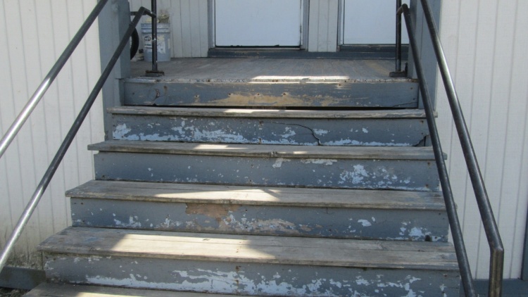 Uneven and rotting stairs