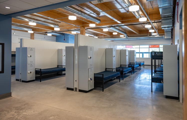 Sleeping space at the men's shelter on Bartillon Drive
