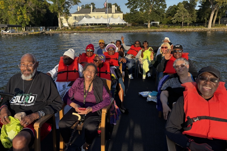 A group of elders on a trip as part of the Baobab Senior Circle program