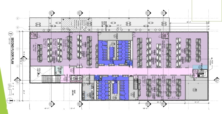 Floor plan of the second floor of the Bartillon Drive men's shelter