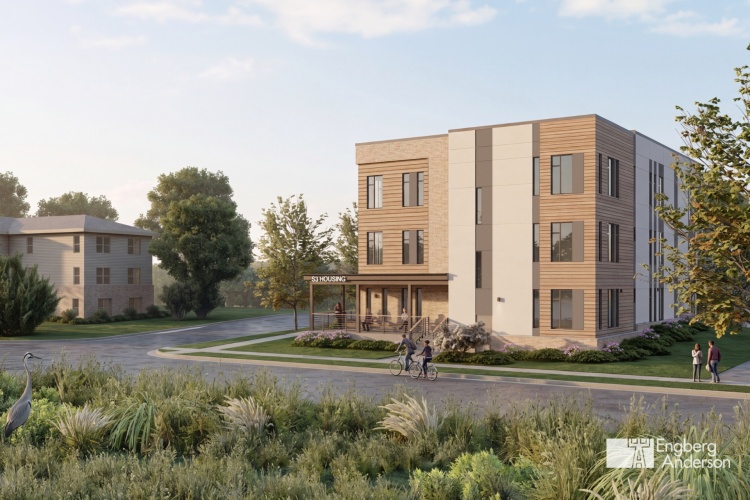 Rendering of the new Housing Initiatives development that will house people who have experienced chronic homelessness