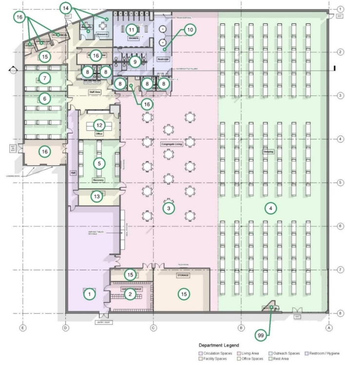 Floor plan of the Zeier Road emergency shelter