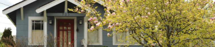 The exterior of a single-family home. 