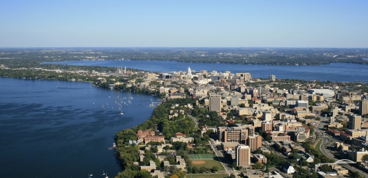 A bird's eye view of the Madison isthmus