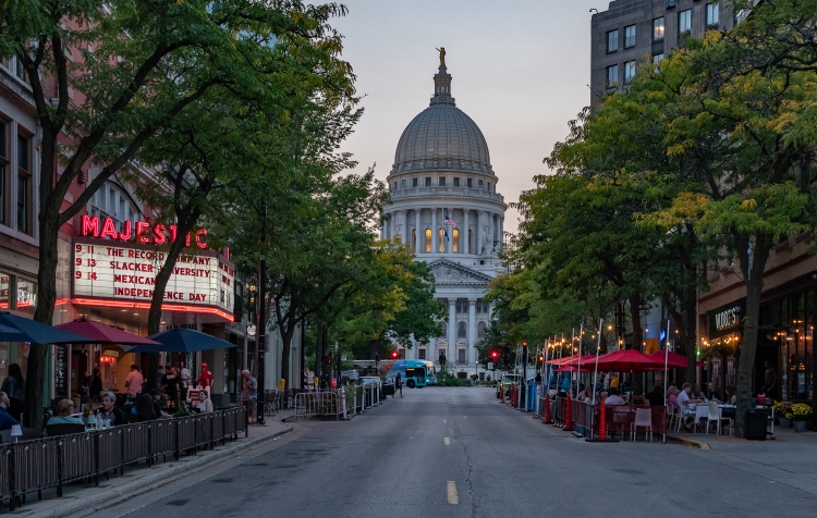 King Street businesses with the state capitol in the background