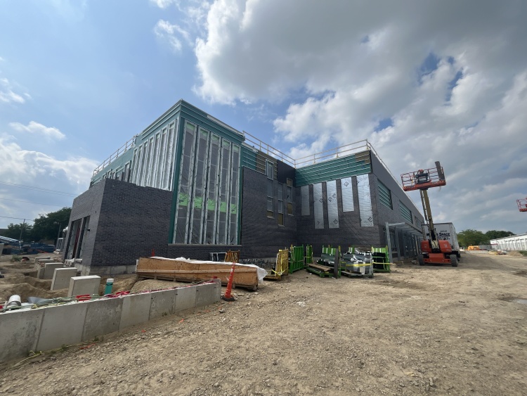Construction progress on the men's shelter on Bartillon Drive