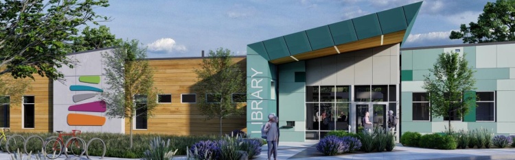 Rendering of the exterior of the Imagination Center at Reindahl Park