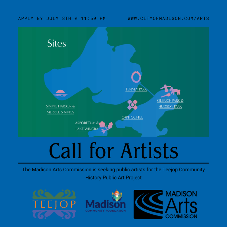 Map showing the future sites of public art as part of the Teejop Community History Public Art Project.