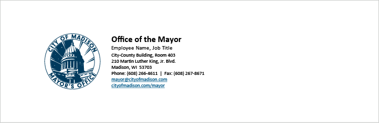 Letterhead example, with the agency, employee name and job title, address, and contact information.
