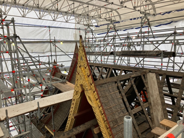 Construction of roof of Royal Thai Pavilion