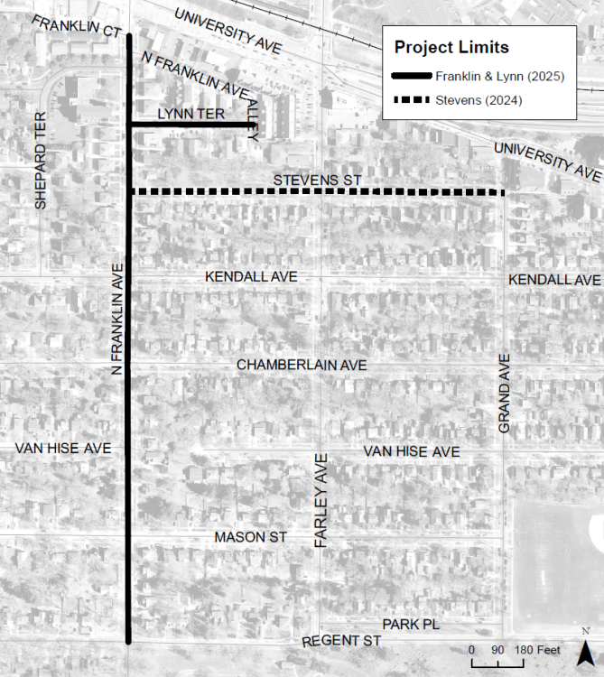 North franklin avenue and stevens street resurfacing map