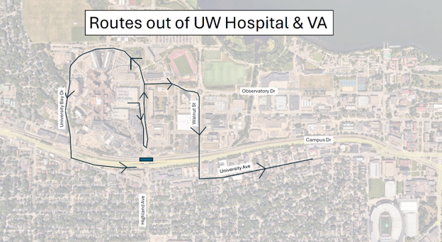 routes out of uw map