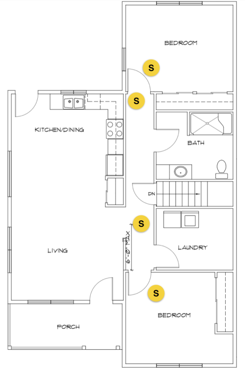 Two-bedroom unit with remote bedrooms