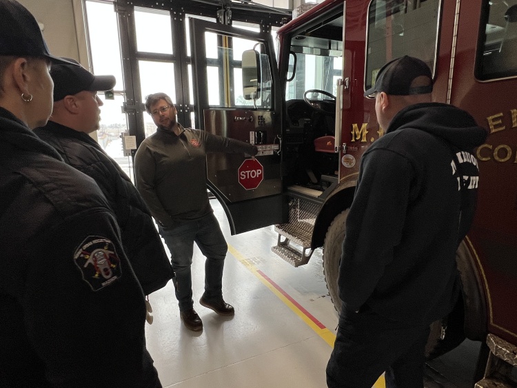 Jason Krueger of Reliant Apparatus discusses features on Engine 13's dashboard