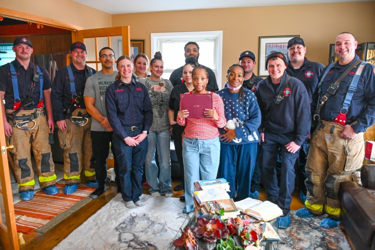 Ramona Price with Station 5 crew, her children, and caretakers