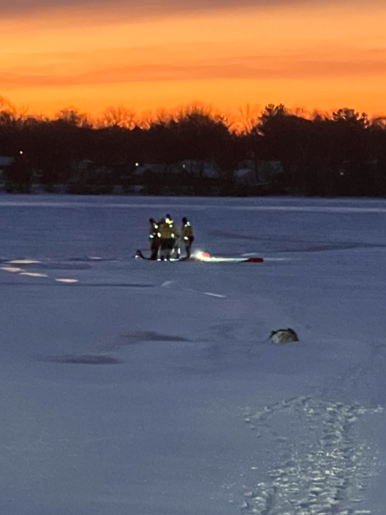 Lake Rescue Team with one diver in the ice