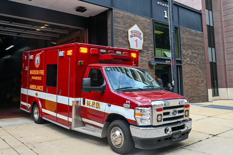 Ambulance outside the fire station