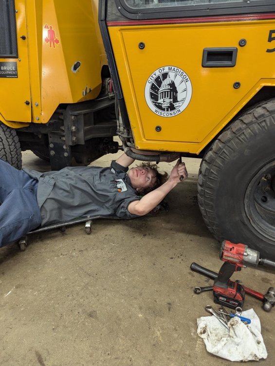 Luc Meuzelaar working on a piece of equipment