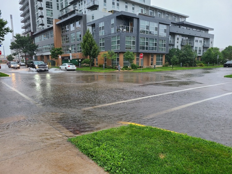 flash flooding in Madison, Wisconsin on Mifflin and Livingston