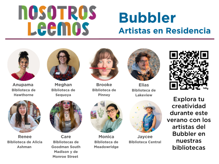 Artistas en residencia del Bubbler para el 2026. Explora arte interactiva en la biblioteca durante todo el verano.