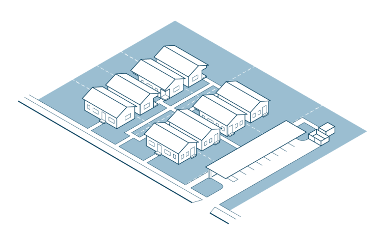Example of a Cottage Court with a shared parking area