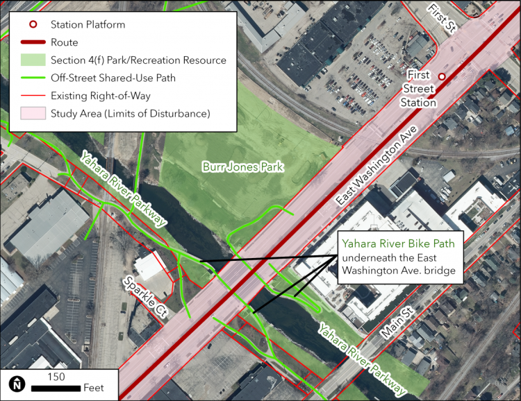 Yahara River Parkway and Burr Jones Park map
