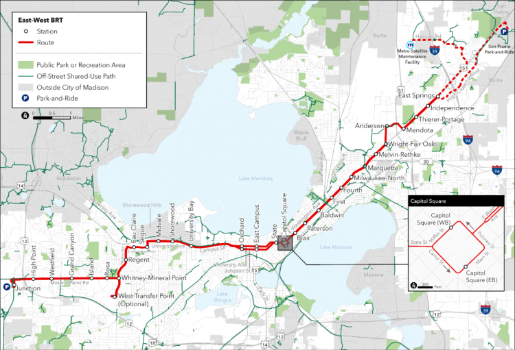 BRT and parks in corridor