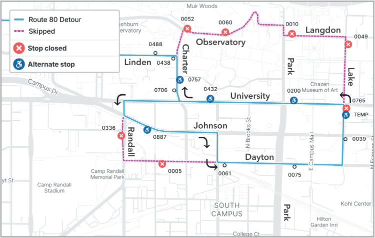 route 80 detour map