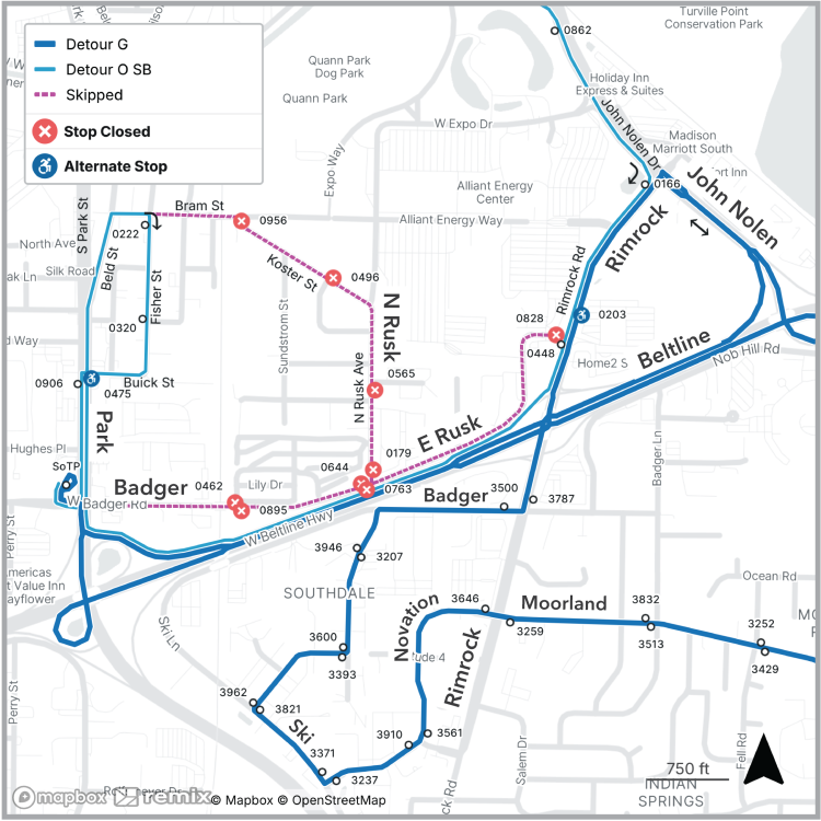 Badger and Rusk streets closed