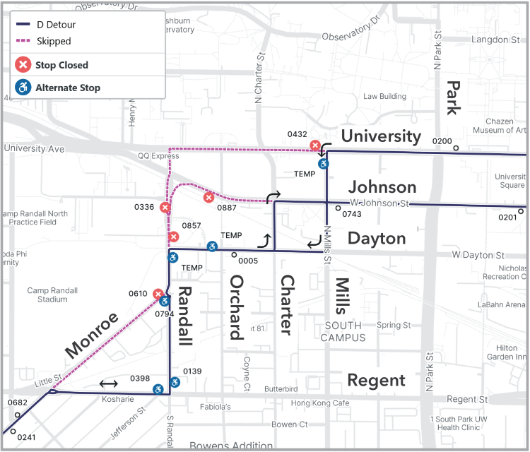 detour map of monroe st closure