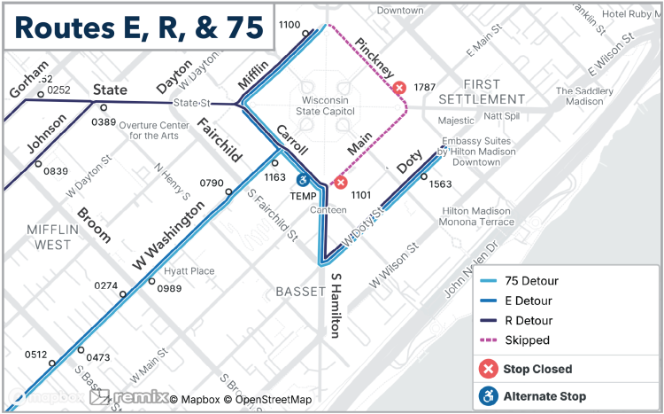 stop closures on Main and Pinckney