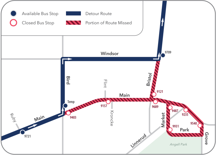 Main, Bristol, Market, Park and Grove streets are closed