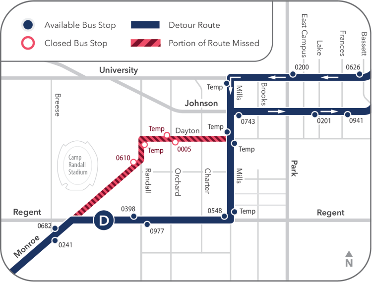 camp randall detour