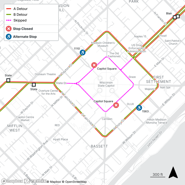 buses are off the square