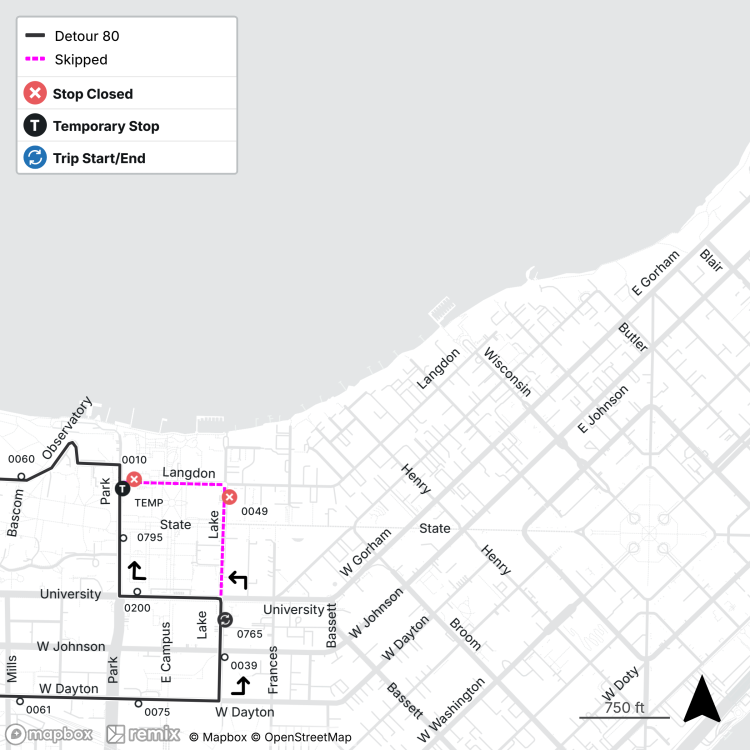 Buses miss Langdon and Lake St.