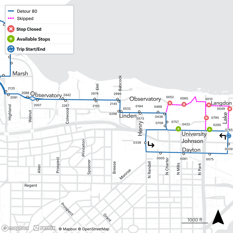 observatory and langdon streets are closed