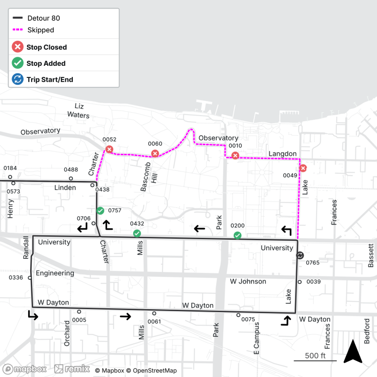 part of lake, observatory, and charter streets are closed.