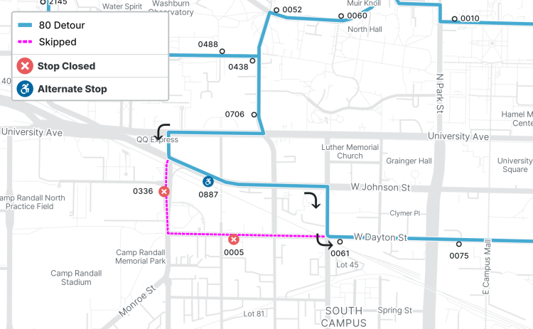 detour map for route 80
