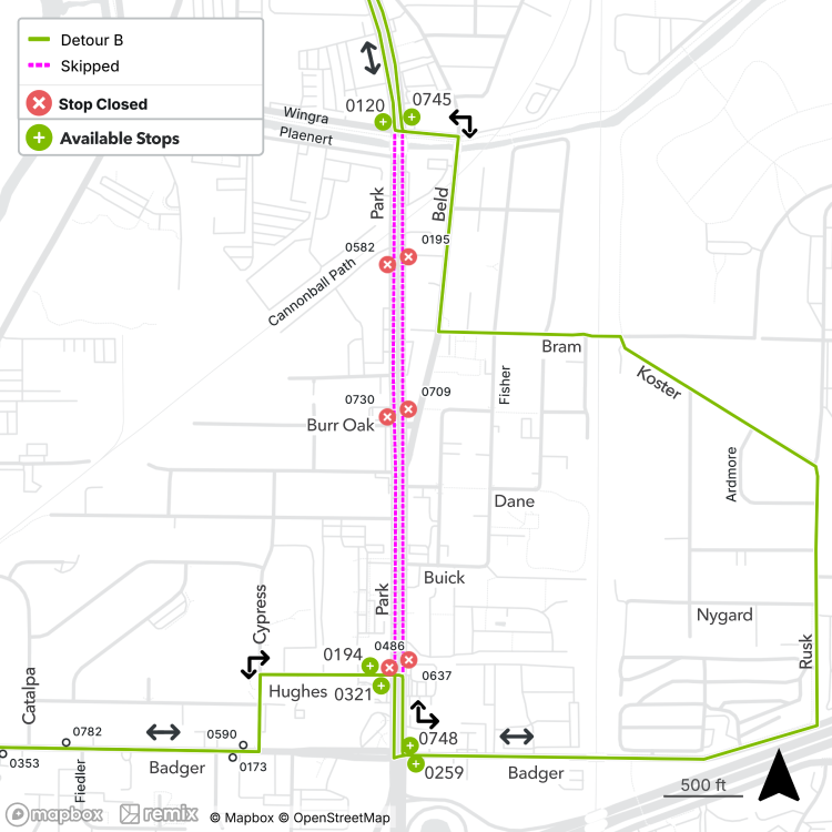 a portion of Park St. between Wingra and Hughes is closed