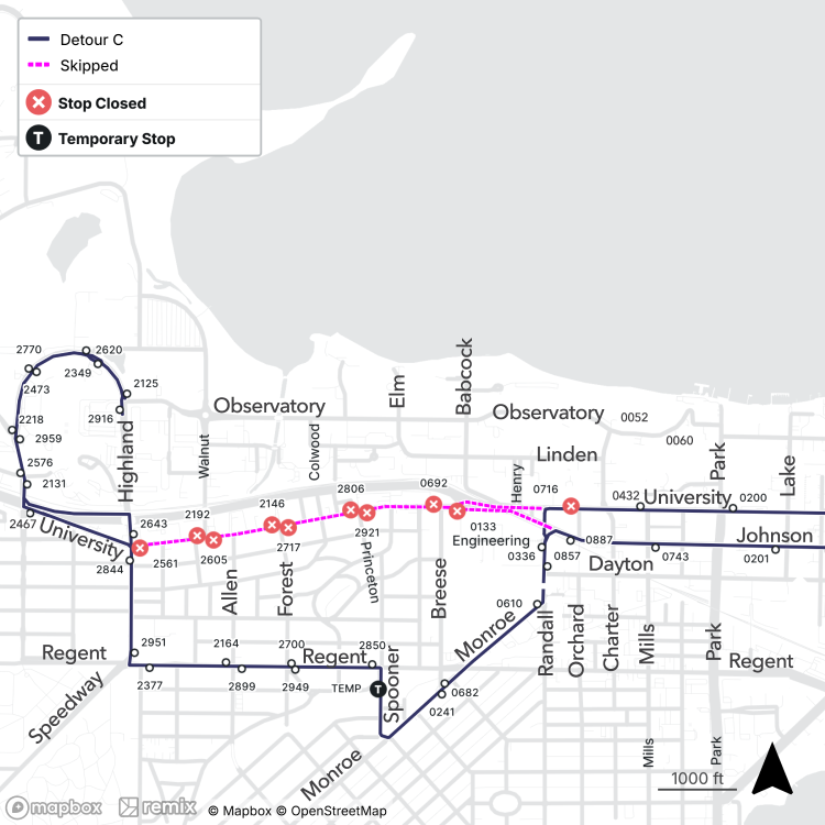 parts of university ave. is closed