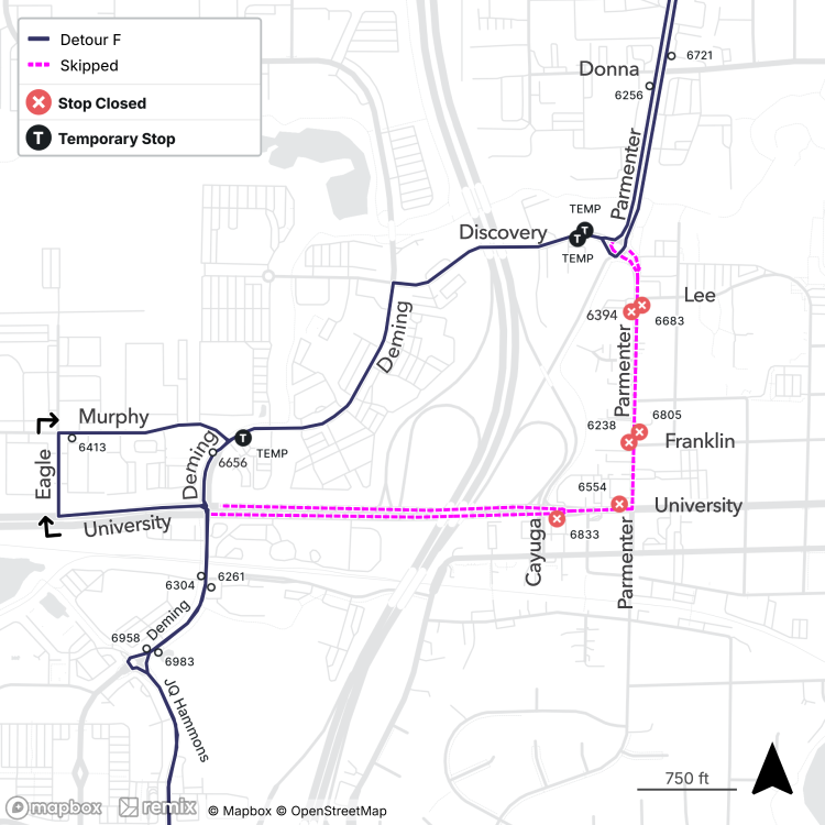 parts of university and deming are closed