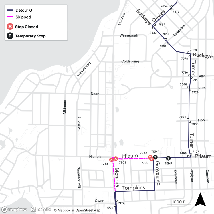 a portion of pflaum and monona dr. is closed.