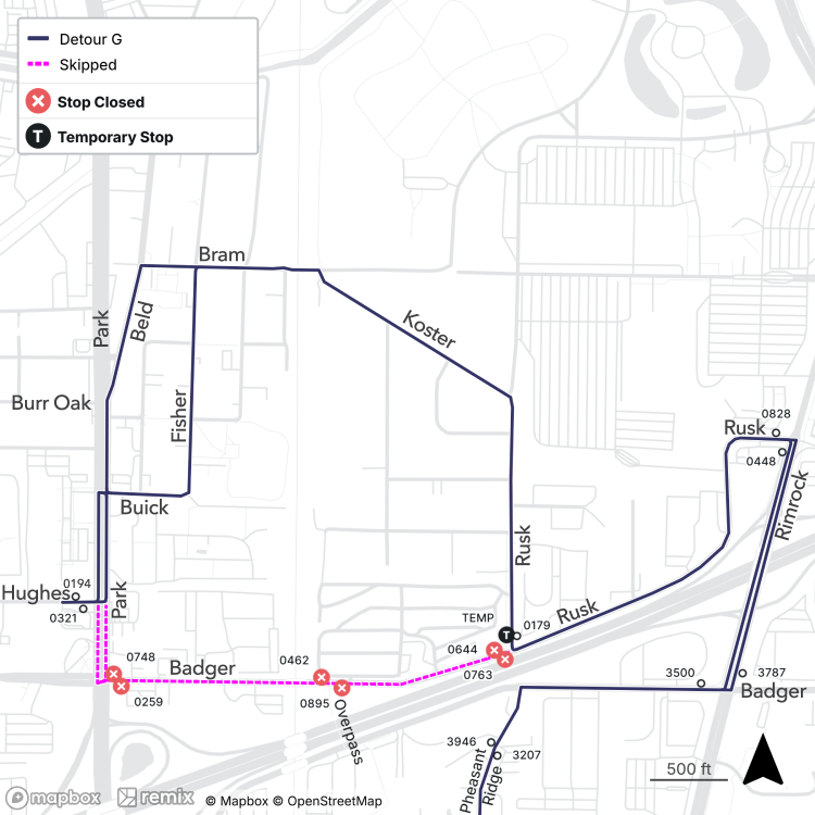 Badger Rd. closures, between Rusk and Park St.