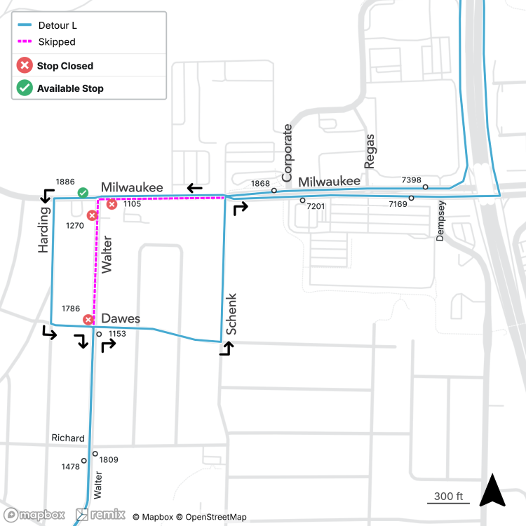 partial road closures on Walter and Milwaukee streets