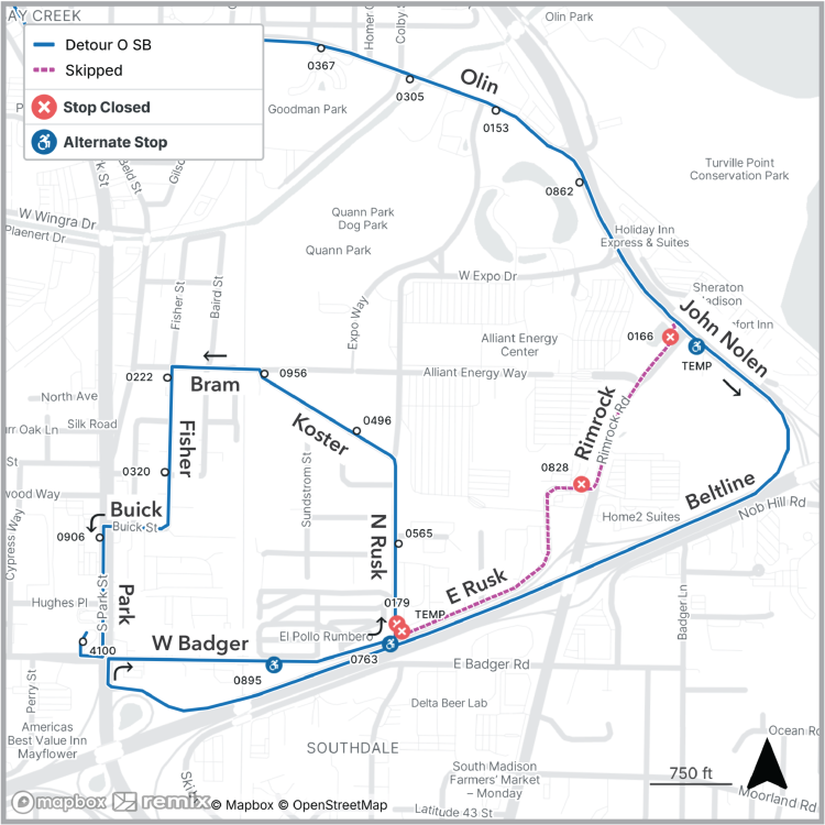 route o detour for ironman
